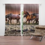Závěsy Koně ve vodě: 2 ks - 140x250 cm - Sablio – Hledejceny.cz