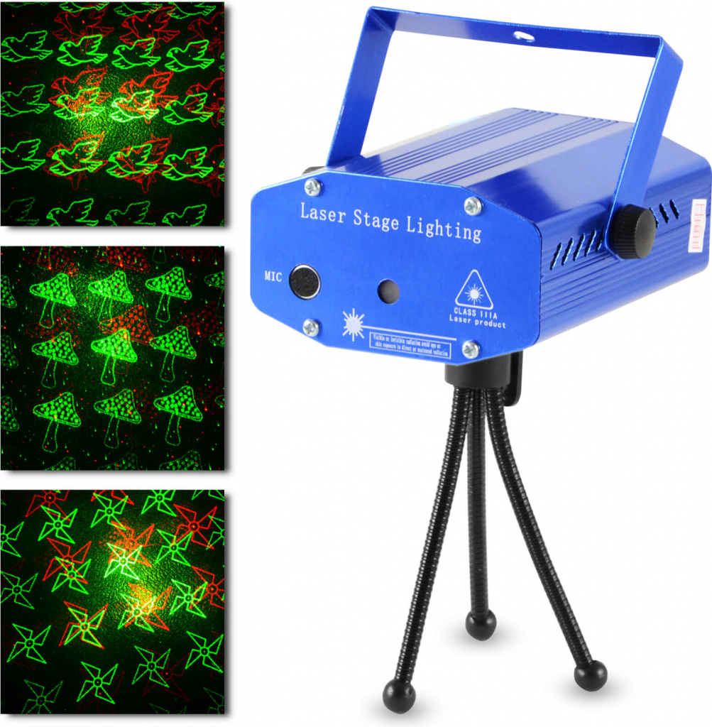 commshop Disco laser mini laserový projektor zelená + červená