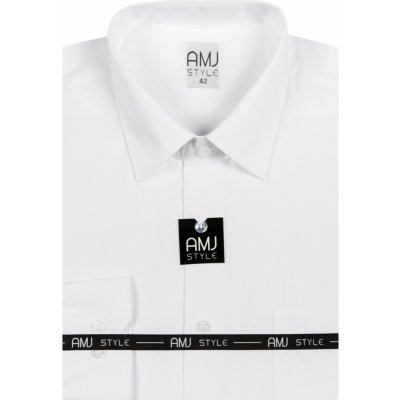 AMJ slim fit pánská košile dlouhý rukáv s jemnou strukturou bílá VDS838 – Zboží Mobilmania