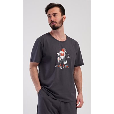 Vienetta MAN pánské pyžamo šortky Ranní káva tmavě šedá – Zboží Dáma