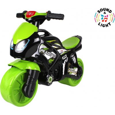 Teddies motorka zeleno-černá plast na baterie se světlem se zvukem v sáčku 36x53x74cm