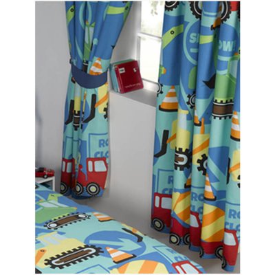 PriceRightHome Závěsy Stavební auta modré 168x183cm – Zboží Mobilmania