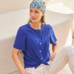 Vzdušná halenka s krátkými rukávy indigo – Hledejceny.cz