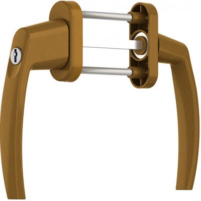 ROTO Balkonový set uzamykatelných klik včetně rozetek VICTORY Barva: Zlatá (imitace bronzu) – Zboží Mobilmania