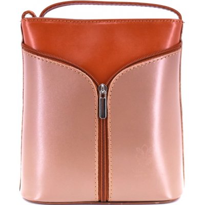 Arteddy dámská kožená kabelka crossbody taupe/camel – Zboží Mobilmania