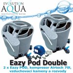 Evolution Aqua Eazy Pod Double KHAKI, 2xEazy POD, kompresor Airtech 70l, vzduchovací kameny a rozvody, pro jezírka od 10-100 m3 – Sleviste.cz