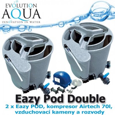 Evolution Aqua Eazy Pod Double KHAKI, 2xEazy POD, kompresor Airtech 70l, vzduchovací kameny a rozvody, pro jezírka od 10-100 m3 – Sleviste.cz