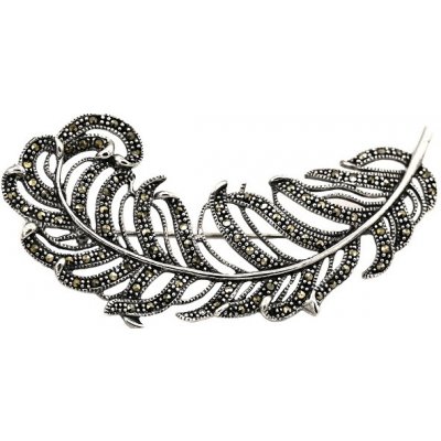 Vorlové Šperky Stříbrná brož pírko M014 – Zboží Mobilmania