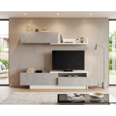 TRS-TOP-SKL-SPAIN Aldo Minimalistická obývací stěna Soho shiny white – Zboží Mobilmania