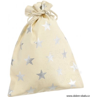 Textilní sáček 27 x 36 cm se stříbrnými hvězdami – Hledejceny.cz