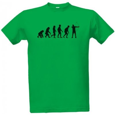 Tričko s potiskem Evoluce lukostřelec pánské Středně zelená