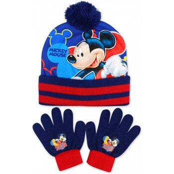 Setino chlapecká zimní čepice / prstové rukavice Mickey Mouse Disney Modrá