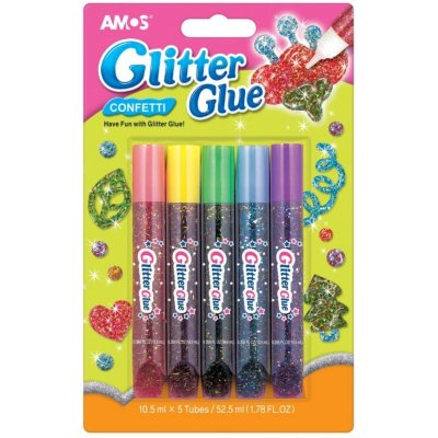 Glitrové lepidlo duhové 5 ks - confetti – Zboží Dáma
