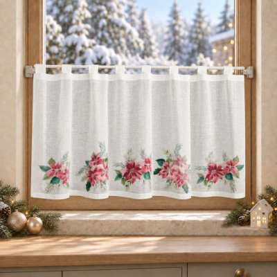 Vánoční dekorační krátká vitrážová záclona do kuchyně BETLEHEM 150x60 cm MyBestHome – Hledejceny.cz