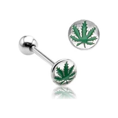 Šperky4U piercing do jazyku list marihuany PJ01045