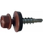 Farmářský vrut 4,8 × 60 mm RAL 8017 hnědý – samovrtný, s podložkou, 200 ks – Hledejceny.cz