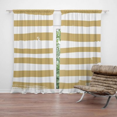 Sablio Závěs Béžovo-bílé pruhy: 2ks 140x250cm – Hledejceny.cz