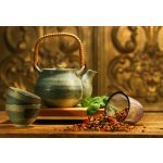 WEBLUX 5535298 Samolepka fólie Asian herb tea on an old rustic table Asijské bylinné čaje na starém rustikálním stolku rozměry 145 x 100 cm – Hledejceny.cz