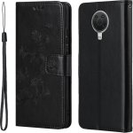 Flower PU kožené peněženkové na mobil Nokia G10/G20 - černé – Zboží Živě