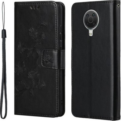 Flower PU kožené peněženkové na mobil Nokia G10/G20 - černé – Zboží Živě