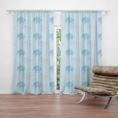 Sablio Závěs Bubny a sloni: 2ks 140x250cm – Zboží Mobilmania