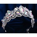 B-Top postříbřená korunka tiára do vlasů Ice Queen s AB krystaly – Zboží Mobilmania