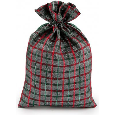Prima-obchod Vánoční dárkový pytlík káro s lurexem 20x30 cm barva 1 stříbrná – Hledejceny.cz