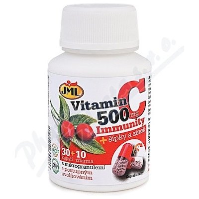 JML Vitamin C 500 mg + šípky a zinek 40 kapslí