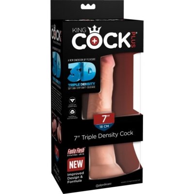 King Cock Dildo 7" Triple Density tmavě tělové Plus