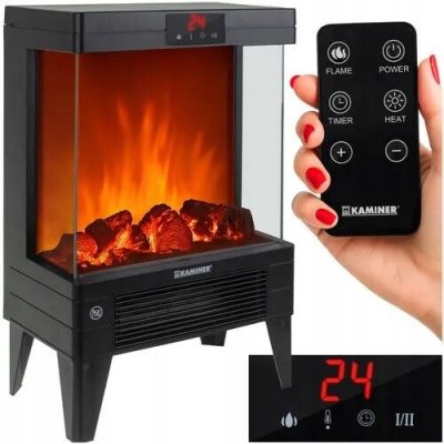 Kaminer Stojící krb s funkcí topení 2000 W 32 x 52,5 x 18 cm černý – Sleviste.cz