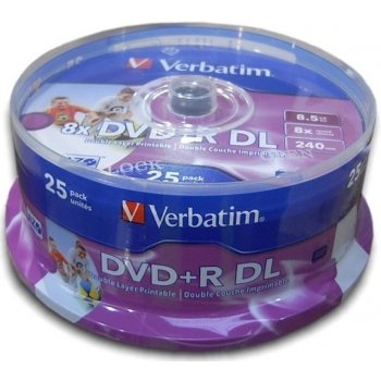 Verbatim DVD+R 8,5GB 8x, Double Layer, AZO, printable, cakebox, 25ks (43667)