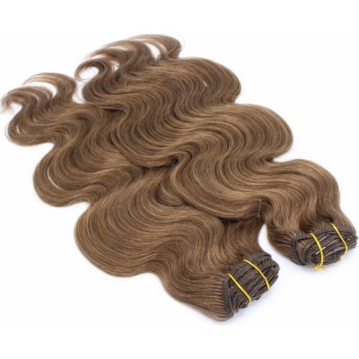 Deluxe clip in vlasy vlnité 100% lidské REMY 50cm středně hnědá – Hledejceny.cz