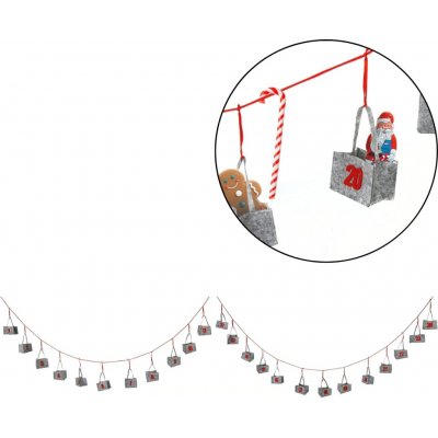 Textilomanie Závěsný adventní kalendář BAGLANDER 5 m, šedý – Sleviste.cz