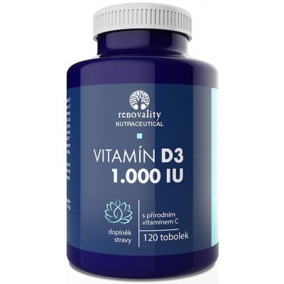 Renovality Vitamin D3 1000 IU s přírodním Vitamínem C 120 kapslí