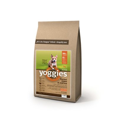 Yoggies Active granule lisované za studena s probiotiky Kachní maso & zvěřina 1,2 kg