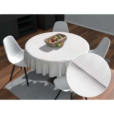 Biante Velký damaškový kulatý ubrus Atlas Gradl DM-011 Bílý proužky 2 cm Ø 180 cm – Zboží Dáma