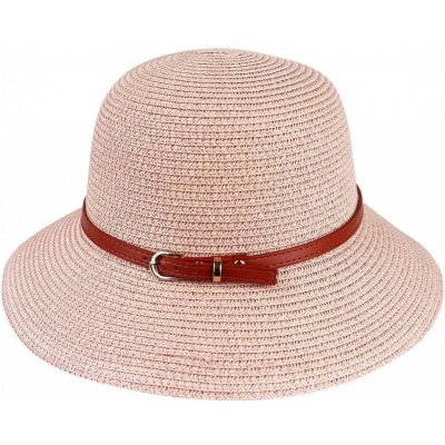 Biju Dámský slaměný klobouk s páskem 9001631-2 růžový