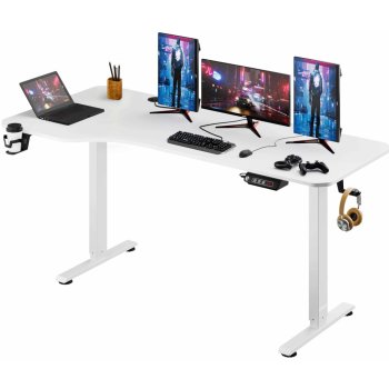 Casaria Výškově nastavitelný kancelářský stůl bílý 160x75x73-118 cm
