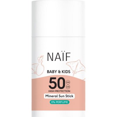 NAIF Ochranná tyčinka na opalování SPF 50 pro děti a miminka bez parfemace 36 g – Zboží Dáma