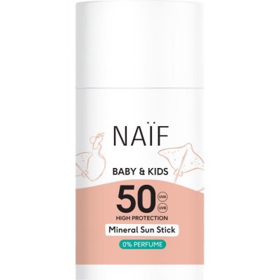 NAIF ochranná tyčinka na opalování SPF50 pro děti a miminka bez parfemace 36 g – Zboží Dáma