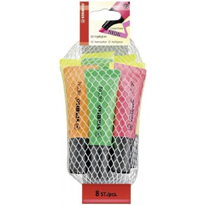 Stabilo Neon 72/8-2 8 ks sada 4 x žlutá, 2 x zelená, 1 x oranžová, 1 x růžová – Hledejceny.cz