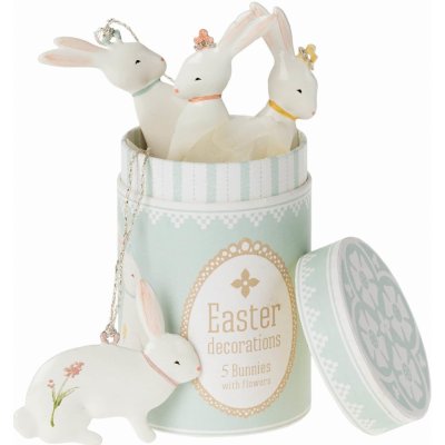 Maileg Velikonoční dekorace Bunny - Set 5 ks, bílá barva, kov