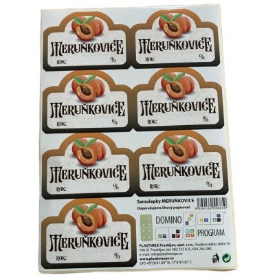 Samolepící etikety na láhve MERUŇKOVICE, arch 7ks – Hledejceny.cz