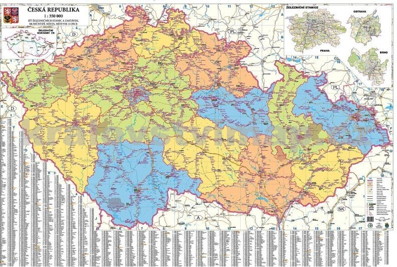 ČR - železniční mapa 137 x 93 cm - Laminovaná mapa s 2 lištami od 690 Kč -  Heureka.cz