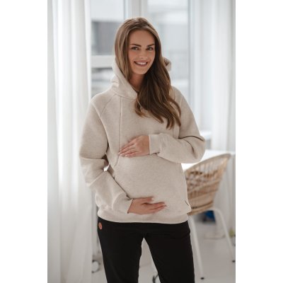 Hrubá těhotenská a kojící oversized mikina Motherhood Latte Melange – Zboží Dáma