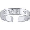 Prsteny SILVEGO Otevřený stříbrný prsten na nohu Aisha s nápisem Love PRM11520R