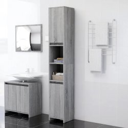 Nábytek XL Koupelnová skříňka šedá sonoma 30x30x183,5 cm kompozitní dřevo