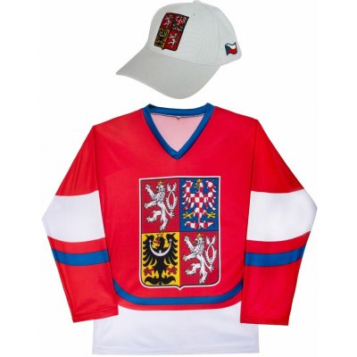 SportDres Hokejový fanouškovský set Česko červený státní znak + bílá kšiltovka – Zboží Mobilmania