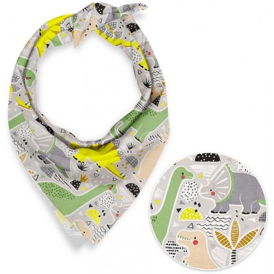Biante Dětský bavlněný šátek Sandra SA-564 Dinosauři a brontosauři na šedém – Hledejceny.cz