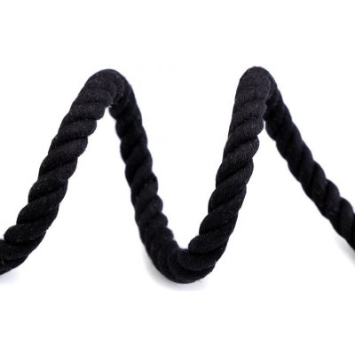 Bavlněná šňůra kroucená Ø10 mm tuhá, macrame, střední, 3 černá – Zboží Mobilmania